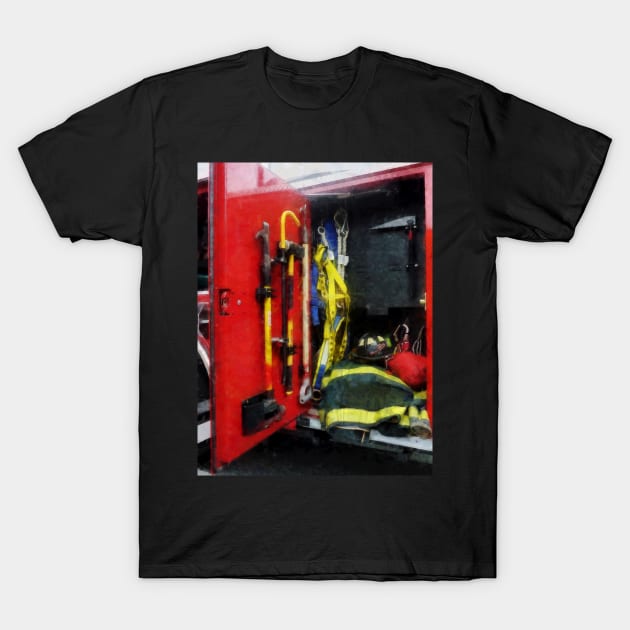 Fire Truck - Fire Truck With Fireman's Equipment T-Shirt by SusanSavad